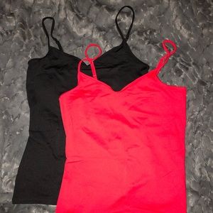 EXPRESS black & red nylon/spandex tanks XS